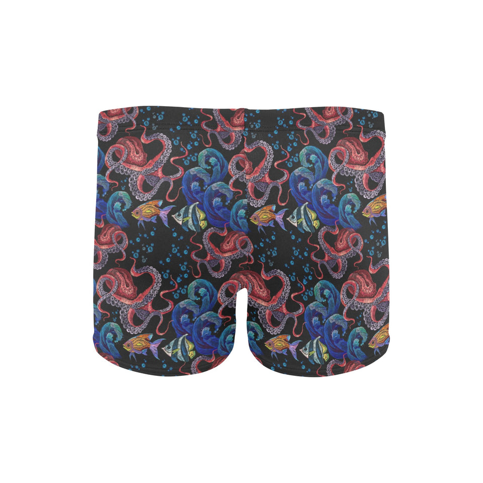 Octopus sea wave tropical fishe pattern Men's Swimming Trunks