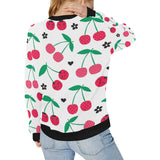 cherry pattern white background Women's Crew Neck Sweatshirt