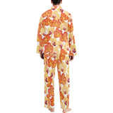 Orange yellow orchid flower pattern background Men's Long Pajama Set