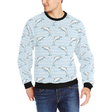 Dolphin blue striped background Men's Crew Neck Sweatshirt