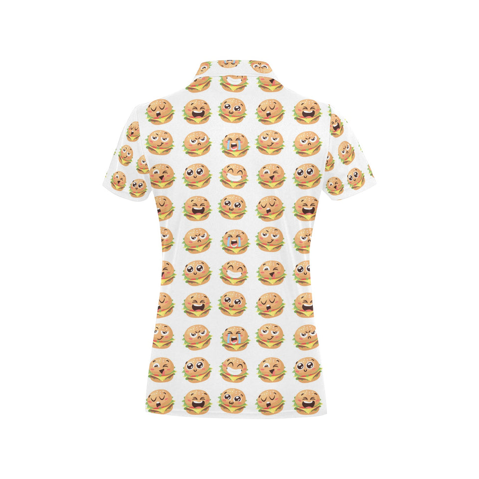 Hamburger Pattern Print Design 04 Women's All Over Print Polo Shirt