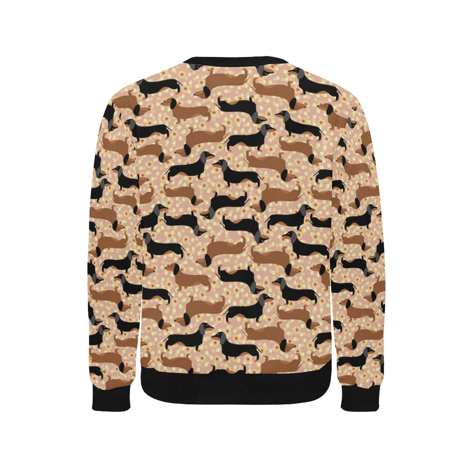 Dachshund floral background Men's Crew Neck Sweatshirt