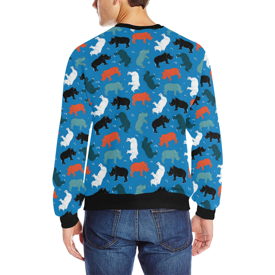 Colorful rhino pattern Men's Crew Neck Sweatshirt