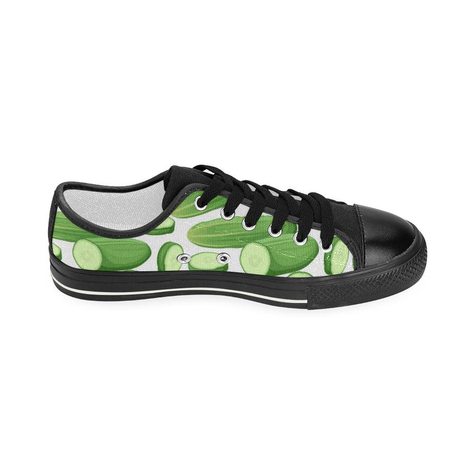cucumber whole slices pattern Kids' Boys' Girls' Low Top Canvas Shoes Black