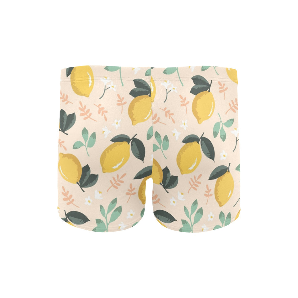 lemon flower leave pattern Men's Swimming Trunks