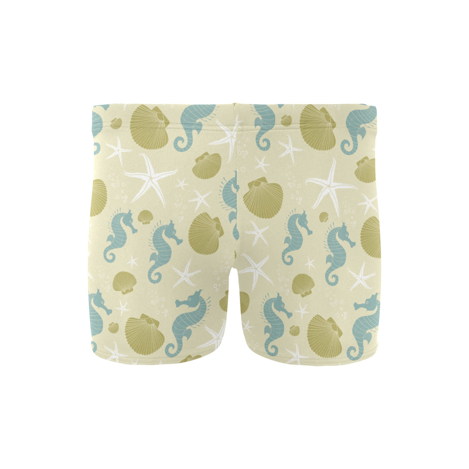 Seahorse shell starfish pattern background Men's Swimming Trunks