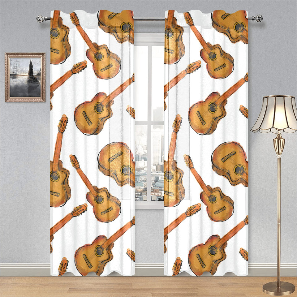 Paint Guitar Pattern Gauze Curtain