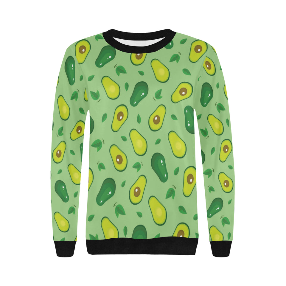 Avocado pattern green background Women's Crew Neck Sweatshirt