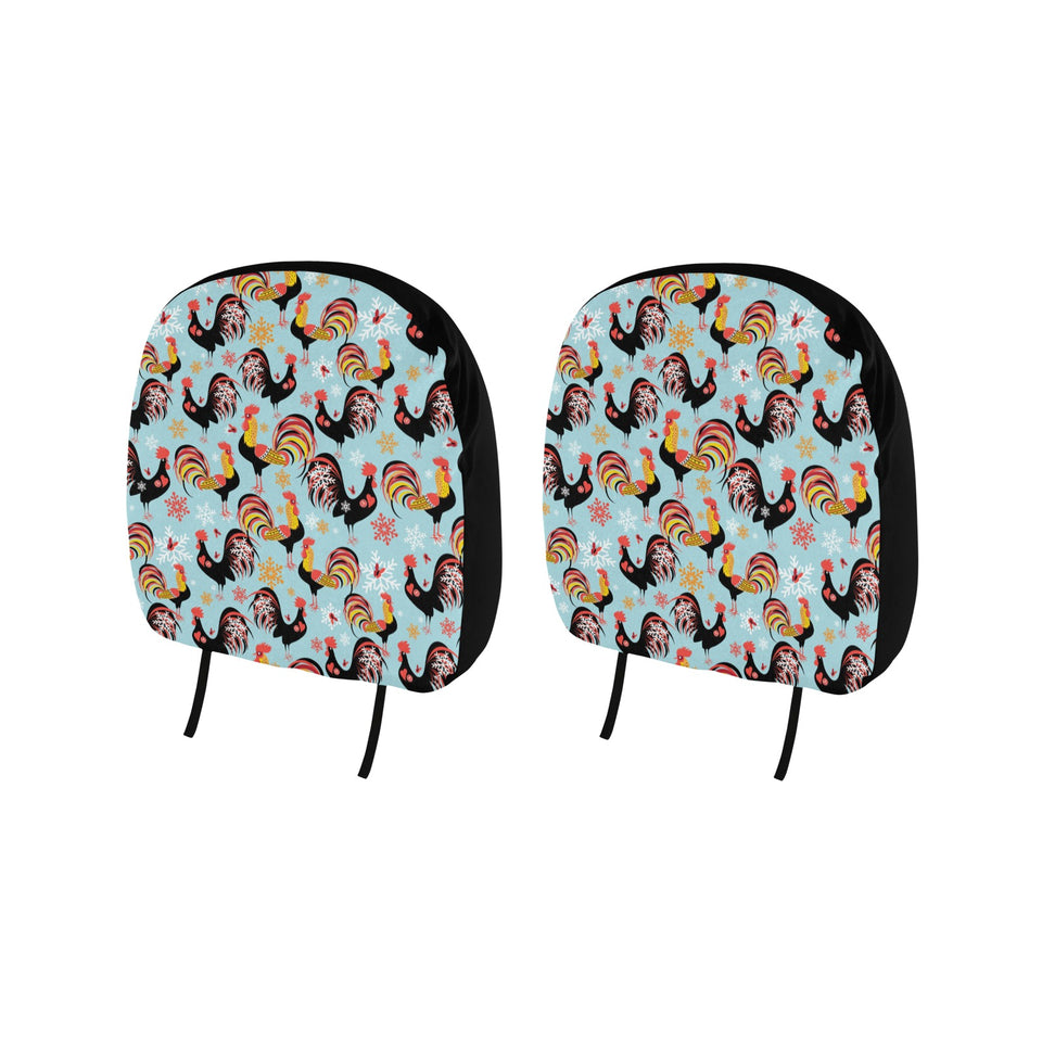 Rooster chicken cock snowfalke Car Headrest Cover