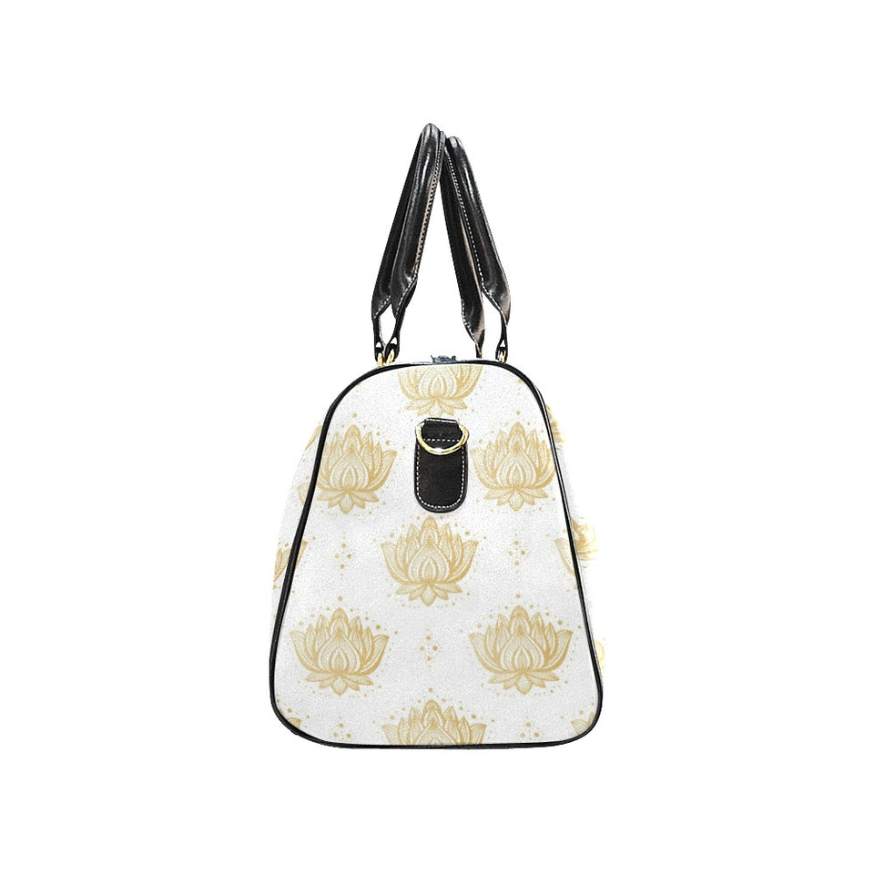 Gold Ornamental lotue waterlily symbol pattern Travel Bag