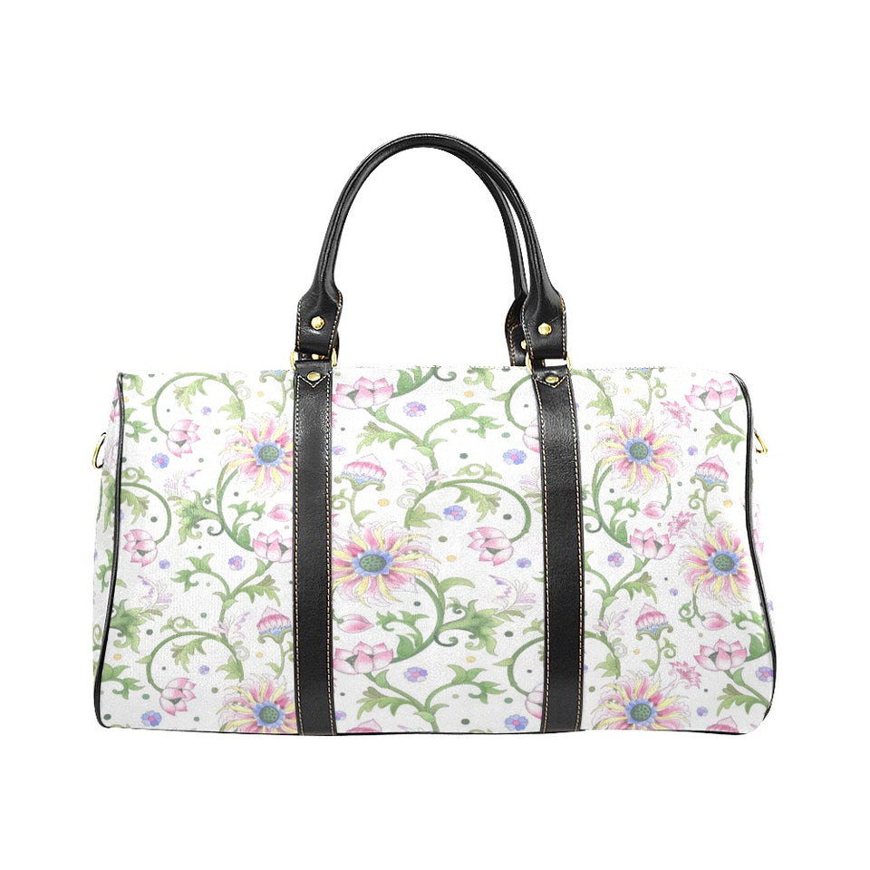Beautiful pink lotus waterlily leaves pattern Travel Bag