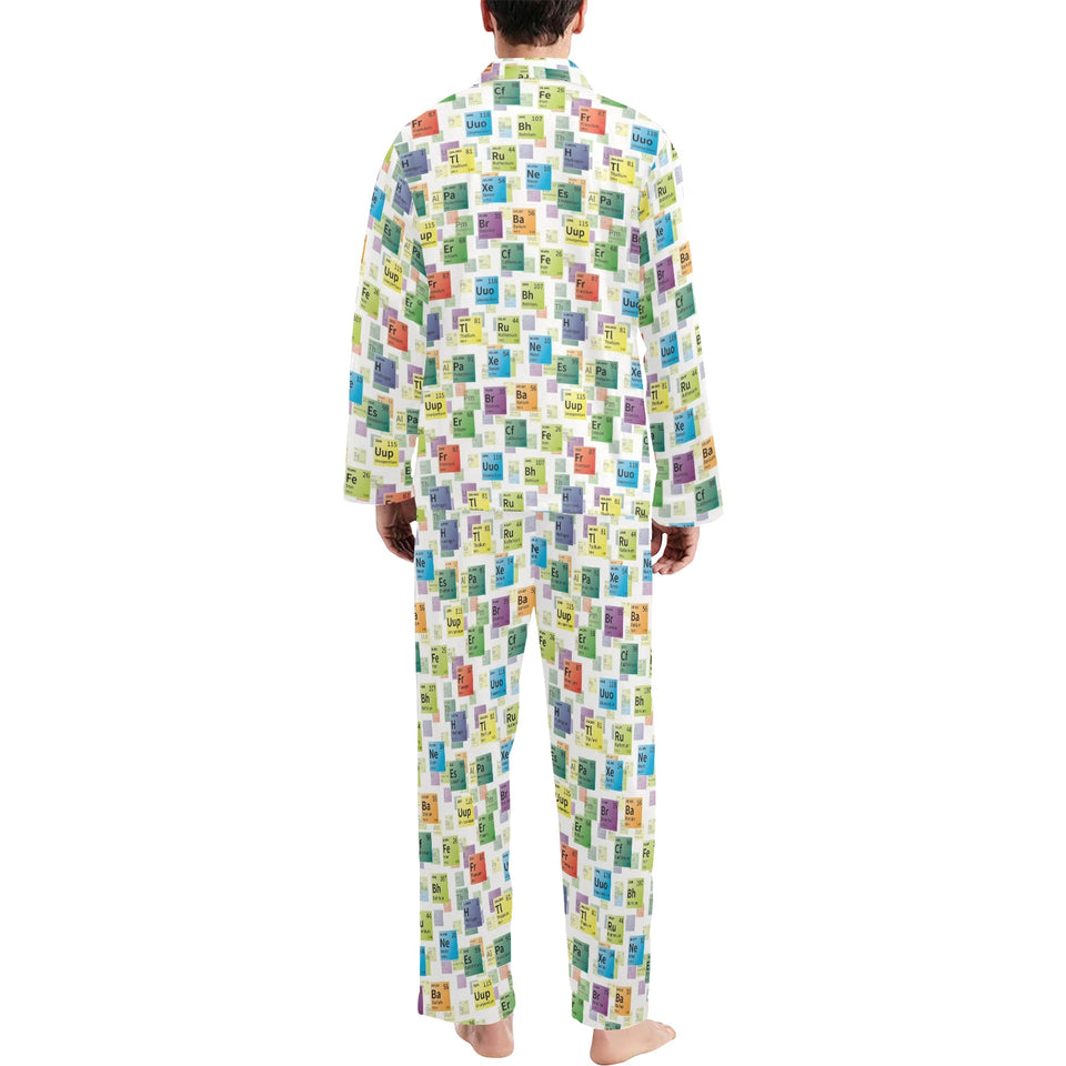 Chemistry Periodic Table Pattern Print Design 05 Men's Long Pajama Set