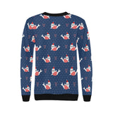 Cute sea lion seal christmas hat candy cane heart Women's Crew Neck Sweatshirt