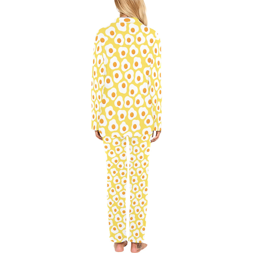 Fried Eggs Pattern Print Design 05 Women's Long Pajama Set