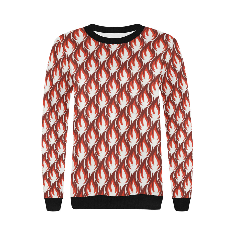 Fire flame symbol design pattern Women's Crew Neck Sweatshirt
