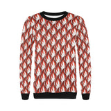 Fire flame symbol design pattern Women's Crew Neck Sweatshirt
