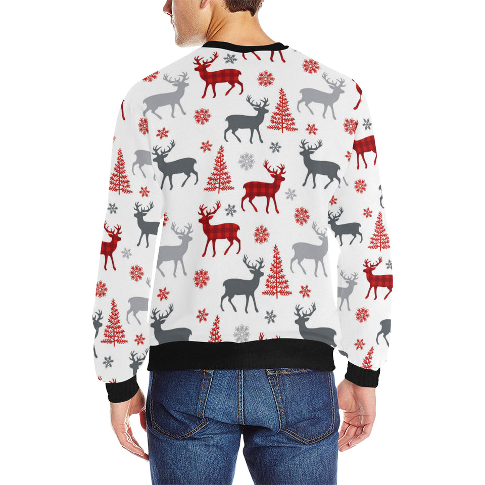 Deer tree snowflakes chrismas pattern Men's Crew Neck Sweatshirt