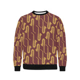 Hand drawn gold saxophone red background Men's Crew Neck Sweatshirt