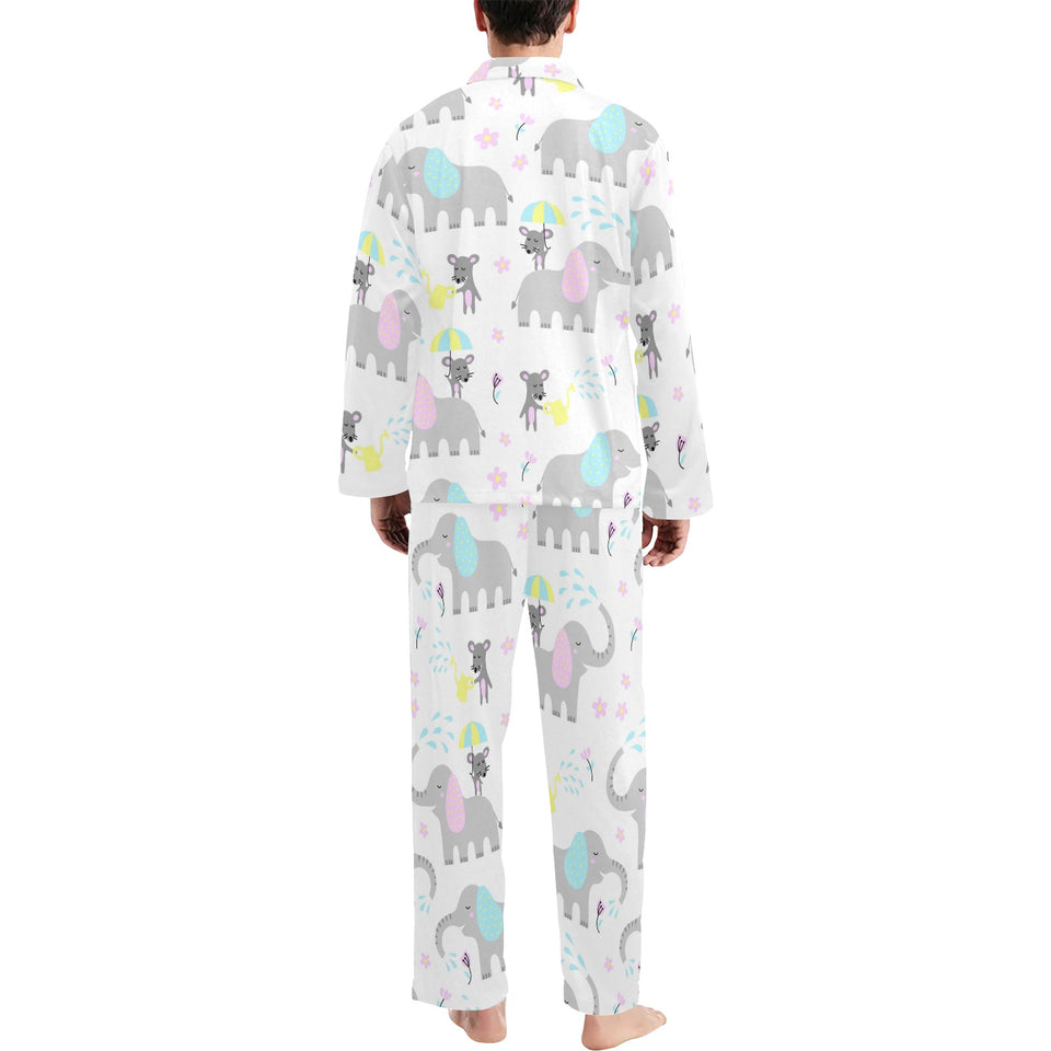 Cute elephant mouse pattern Men's Long Pajama Set