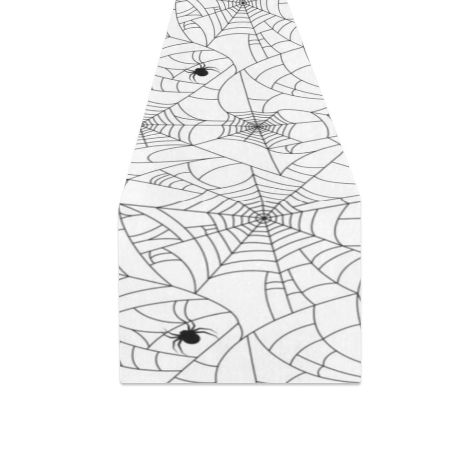 Spider web cobweb pattern white background Table Runner