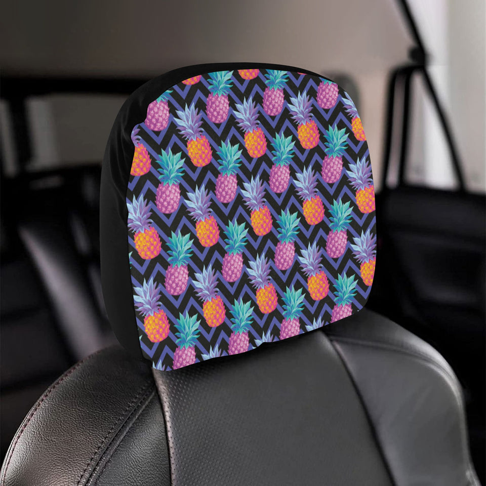 Pineapples pattern zigzag background Car Headrest Cover