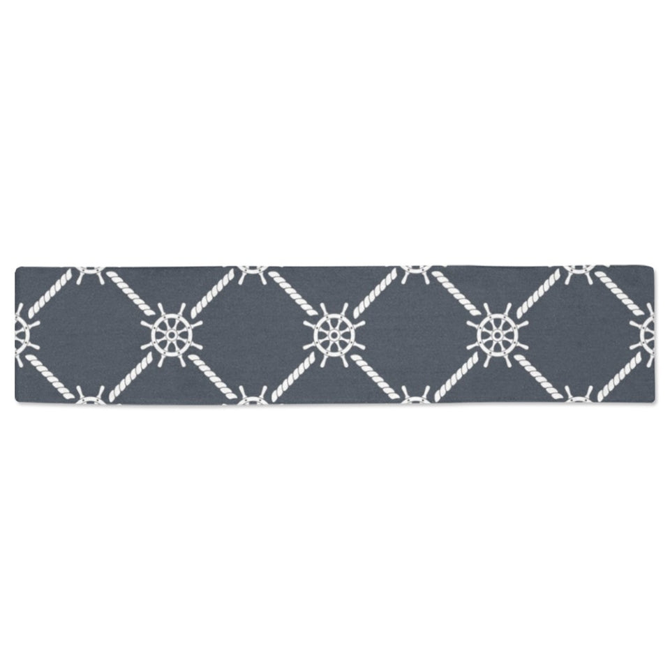 nautical steering wheel rope pattern Table Runner
