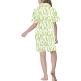 Green Peas Pattern Print Design 03 Kids' Boys' Girls' V-Neck Short Pajama Set