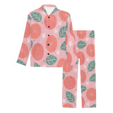 Grapefruit leaves flower pink background Men's Long Pajama Set