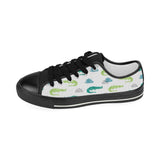 watercolor crocodile pattern Kids' Boys' Girls' Low Top Canvas Shoes Black