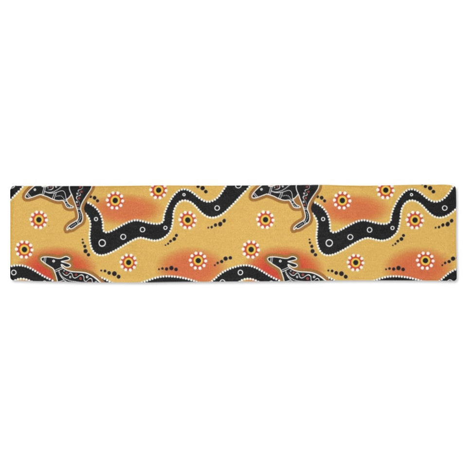 Kangaroo Australian aboriginal art pattern Table Runner