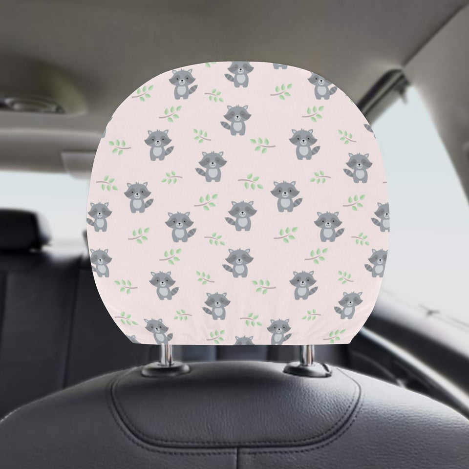 cute raccoons leaves pattern Car Headrest Cover