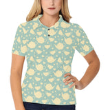 Tea pots Pattern Print Design 02 Women's All Over Print Polo Shirt
