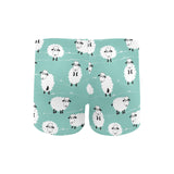 Cute sheep green background Men's Swimming Trunks