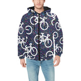 Bicycle Pattern Print Design 03 Men's Padded Hooded Jacket