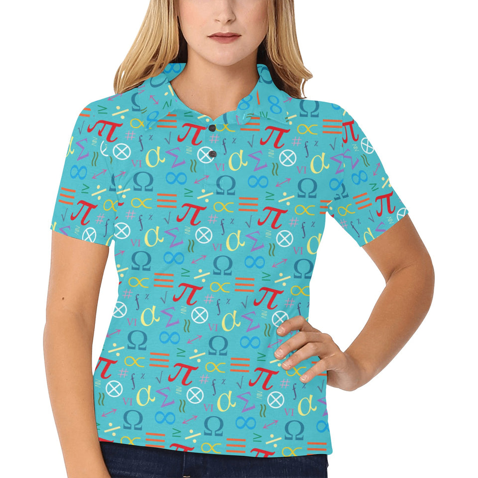 Math Pattern Print Design 02 Women's All Over Print Polo Shirt
