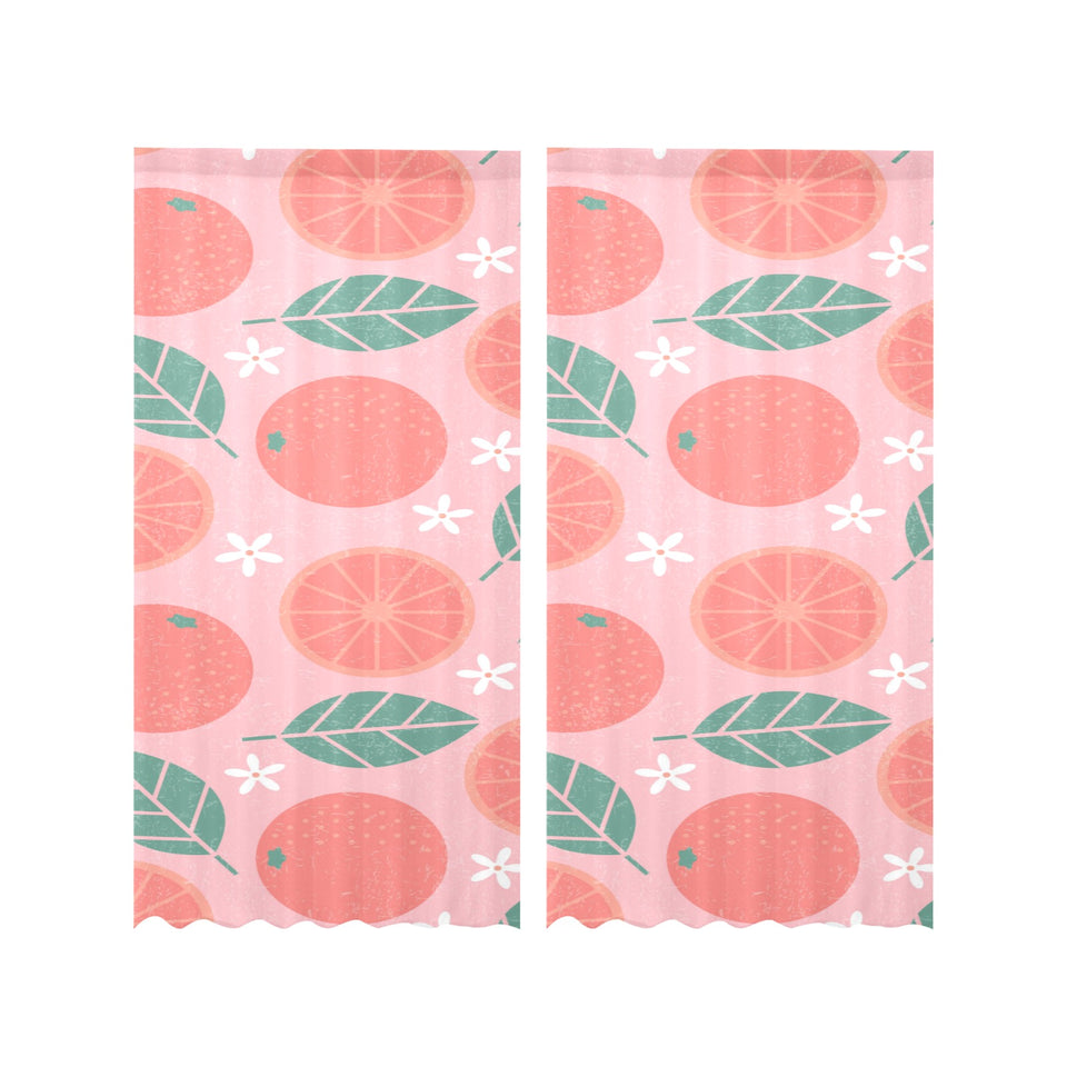 Grapefruit leaves flower pink background Gauze Curtain
