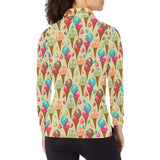 Colorful ice cream pattern Women's Long Sleeve Polo Shirt