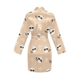 Cute raccoon heart pattern Women's Long Sleeve Belted Night Robe