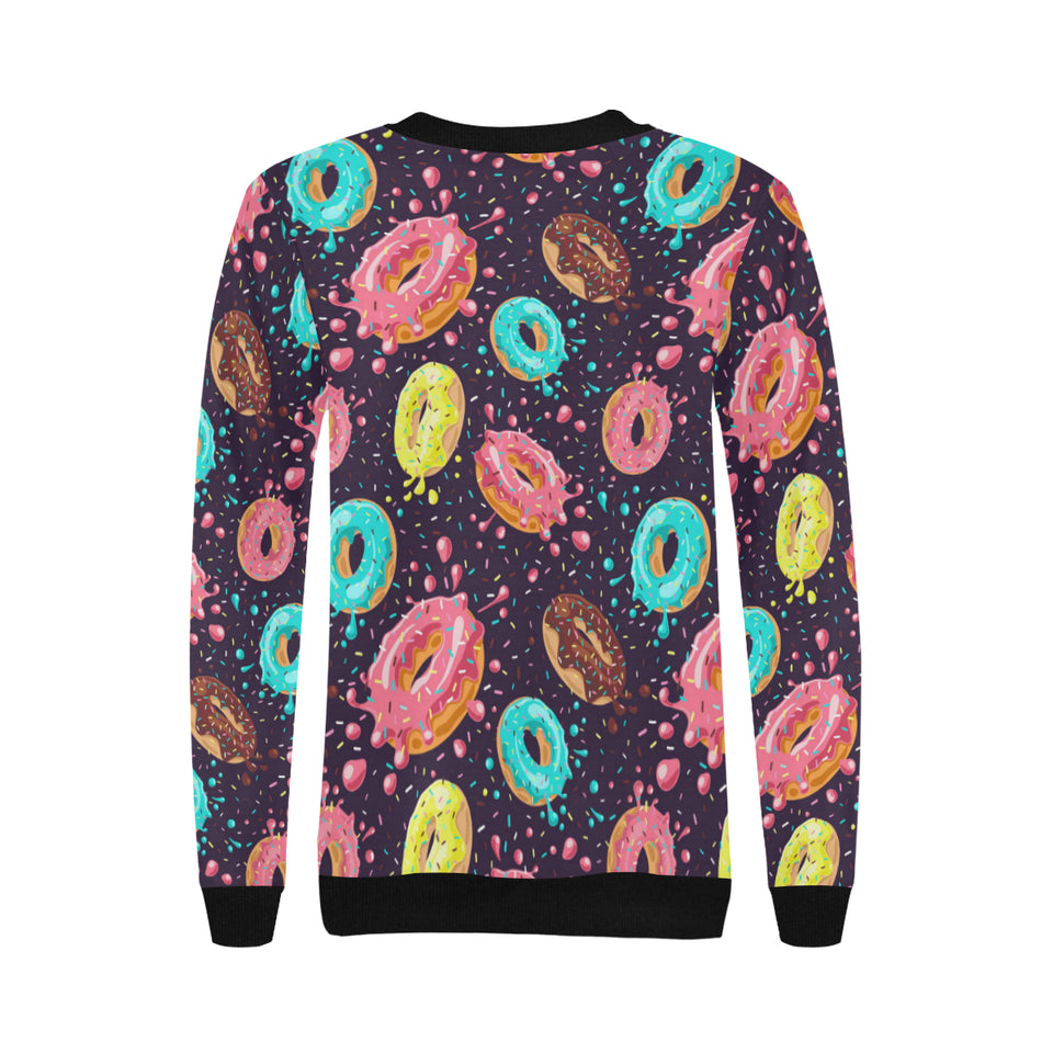 Colorful donut glaze pattern Women's Crew Neck Sweatshirt