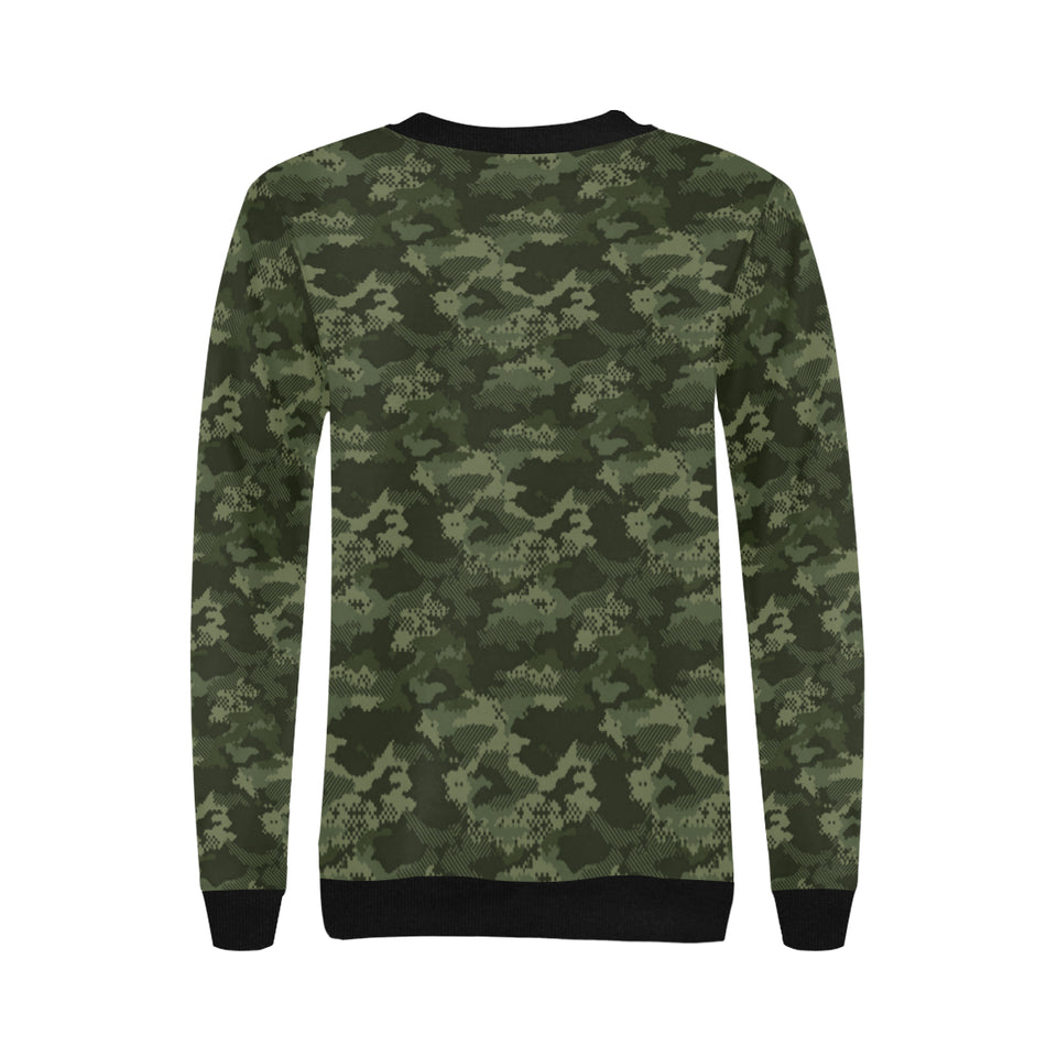 Digital Green camouflage pattern Women's Crew Neck Sweatshirt