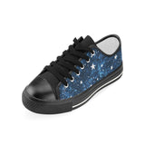 Night sky star pattern Kids' Boys' Girls' Low Top Canvas Shoes Black