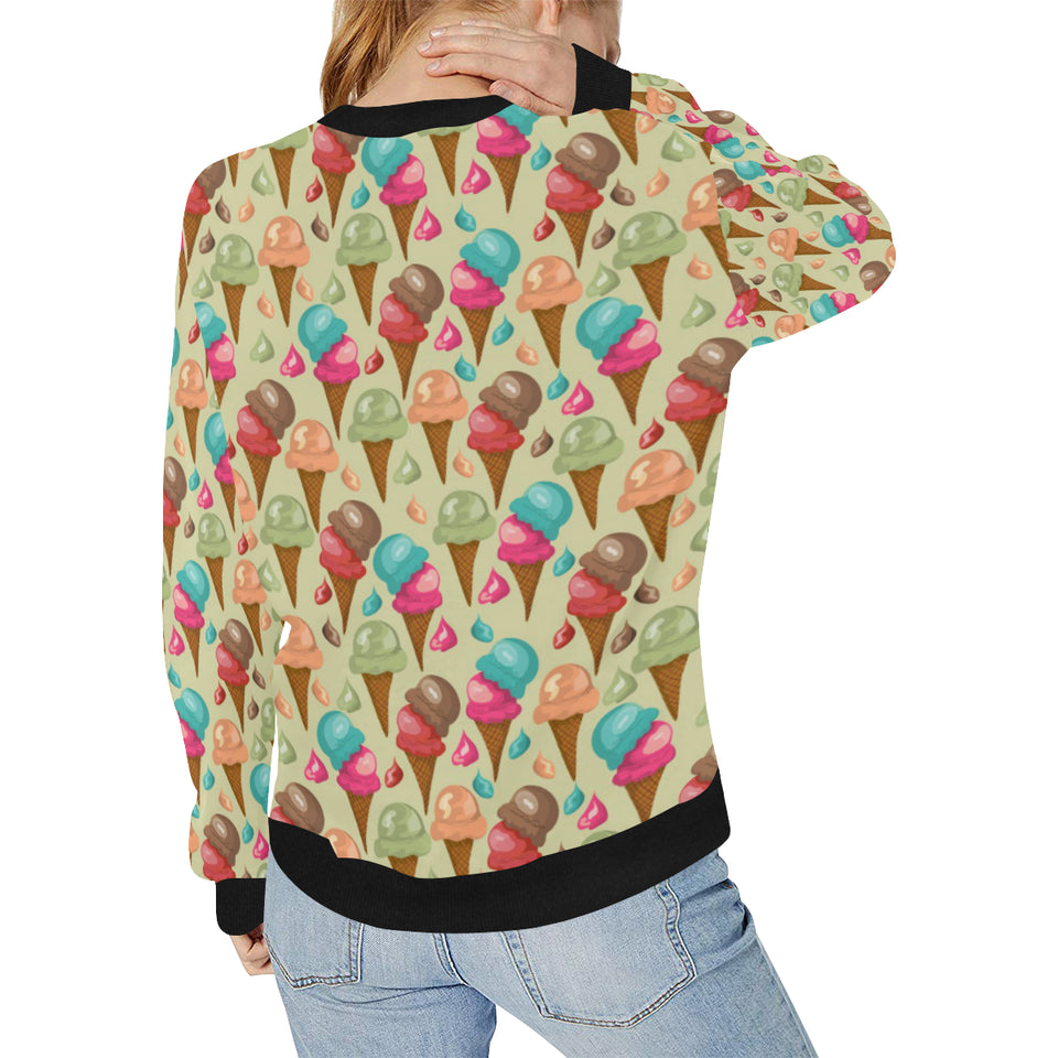 Colorful ice cream pattern Women's Crew Neck Sweatshirt