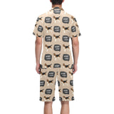 Beagle pattern Men's V-Neck Short Pajama Set