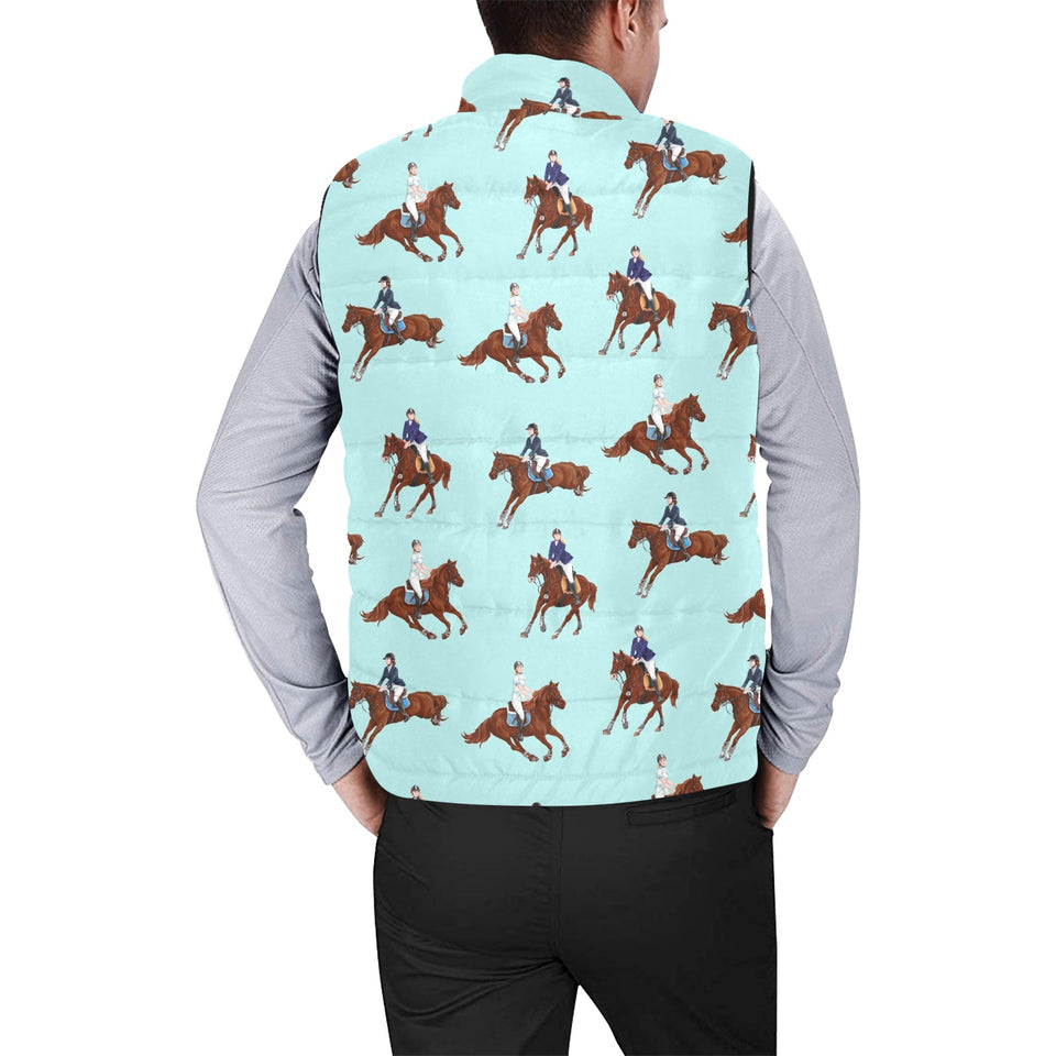 Horses running horses rider pattern Men's Padded Vest