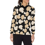 Champignon mushroom pattern Women's Long Sleeve Polo Shirt