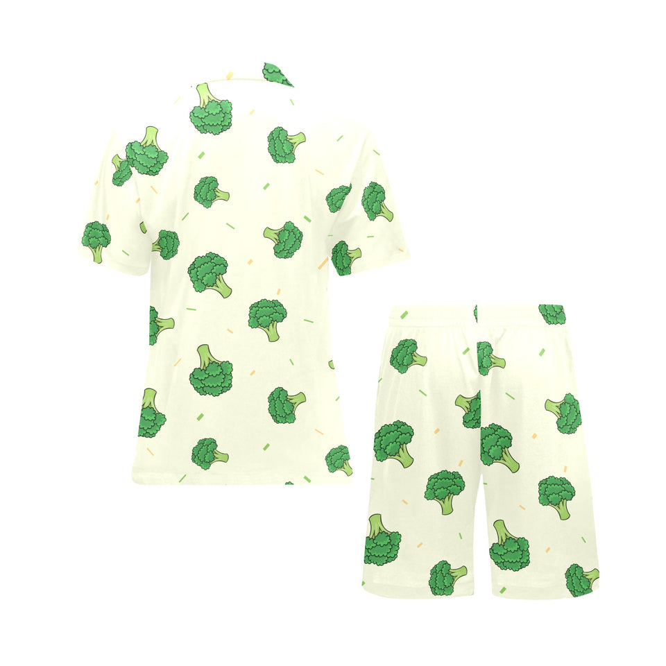 Broccoli pattern Men's V-Neck Short Pajama Set