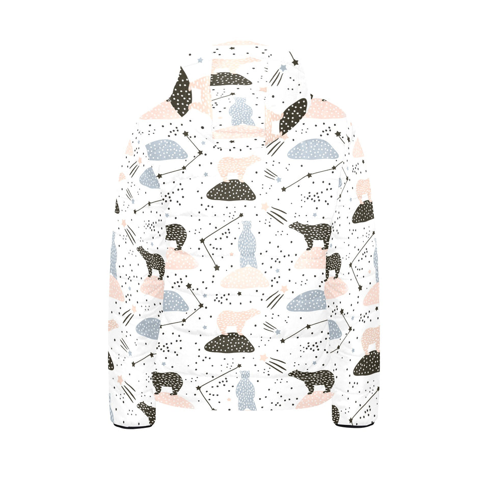 Polar bears star poka dot pattern Kids' Boys' Girls' Padded Hooded Jacket