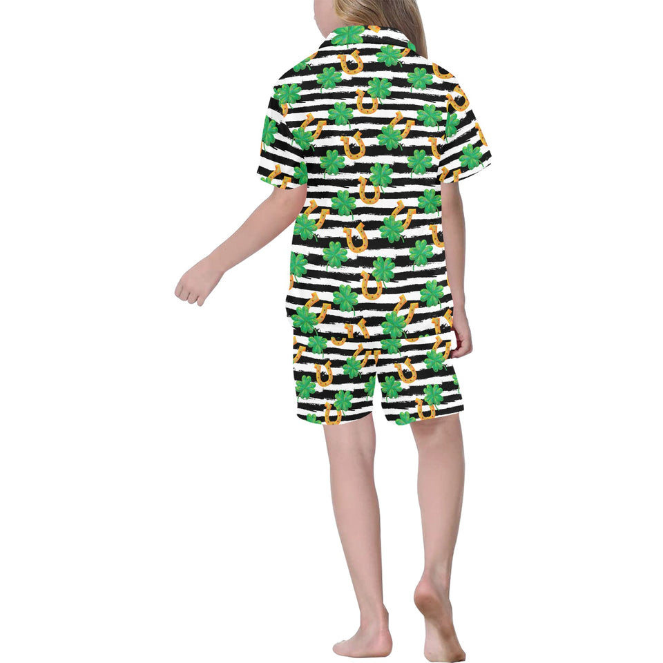 Horseshoes Pattern Print Design 01 Kids' Boys' Girls' V-Neck Short Pajama Set