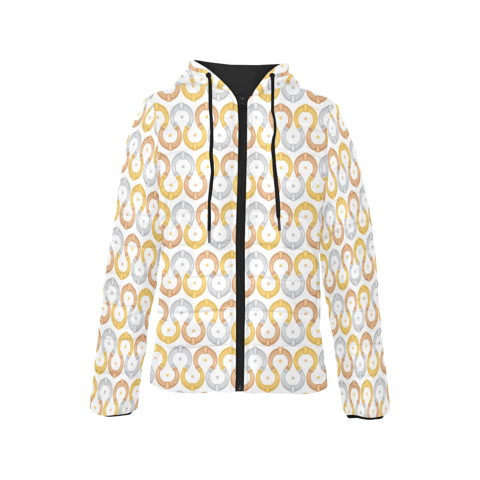 Horseshoes Pattern Print Design 03 Women's Padded Hooded Jacket