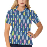 Surfboard Pattern Print Design 03 Women's All Over Print Polo Shirt